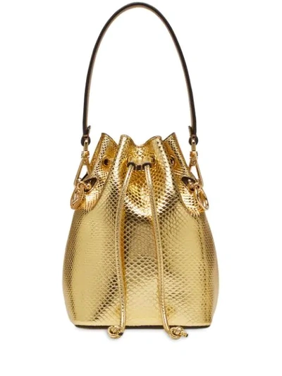 Shop Fendi Mini Mon Tresor Bucket Bag In Gold