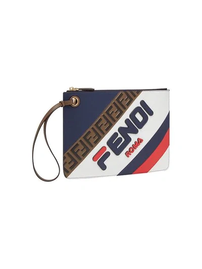 Shop Fendi Mania Medium Flat Clutch In Blue