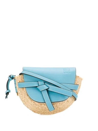 Shop Loewe Gate Straw Mini Bag In Blue