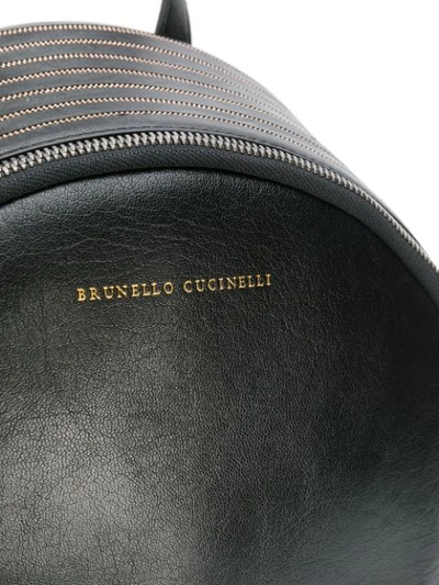 Shop Brunello Cucinelli Logo Zipped Backpack In Black