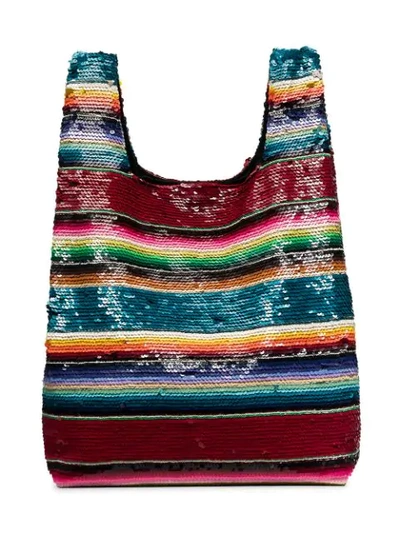 Shop Ashish Rainbow Sequin Embellished Tote Bag - Multicolour