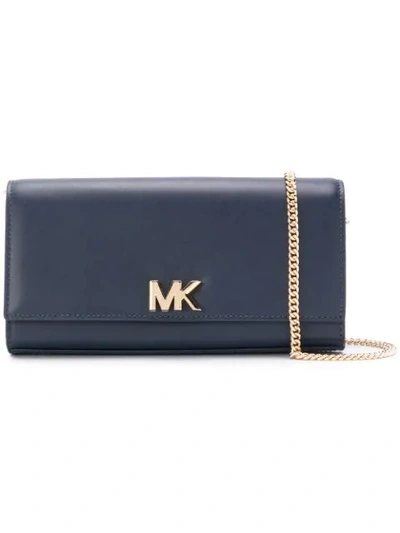 Shop Michael Michael Kors Mott Chain Wallet In Blue