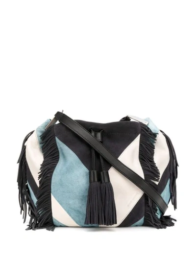 Shop Isabel Marant Jeeba Patchwork Fringe Bag In 30bu Blue