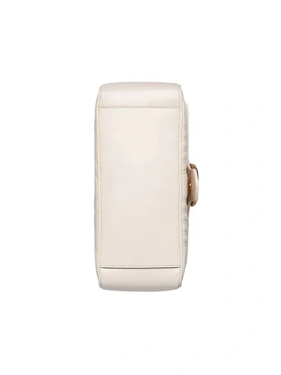 Shop Gucci Small Gg Marmont Top Handle Bag In White