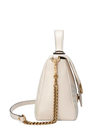 Shop Gucci Small Gg Marmont Top Handle Bag In White