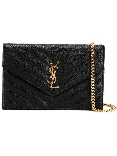 black monogramme envelope chain wallet bag