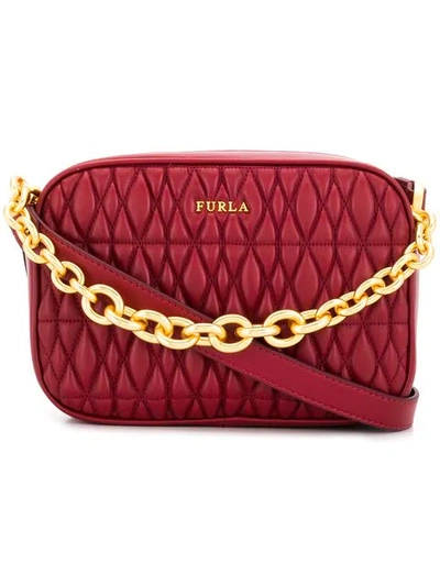 Shop Furla Cometa Quilted Camera Bag In Red