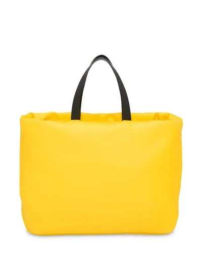Shop Prada Padded Nylon Medium Tote Bag In Yellow