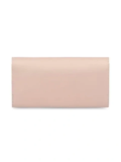 Shop Prada Logo Foldover Clutch Bag In Pink