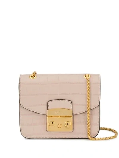 Shop Furla Mini Metropolis Crossbody Bag In Neutrals