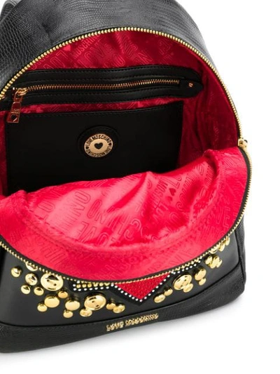 Shop Love Moschino Love Embellished Heart Backpack In Black