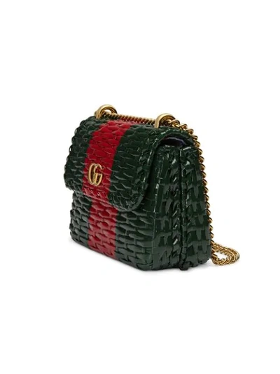 Shop Gucci Web Wicker Mini Shoulder Bag In Green