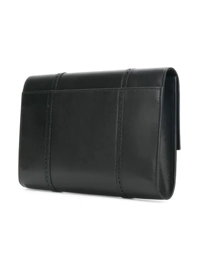 Shop Thom Browne Brogued Leather Document Wallet In Black