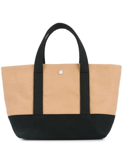Shop Cabas Knit Style Small Tote Bag In Brown