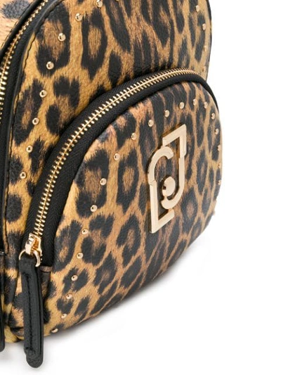 Shop Liu •jo Mini Leopard Print Backpack In Neutrals