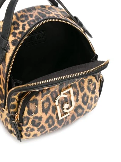 Shop Liu •jo Mini Leopard Print Backpack In Neutrals
