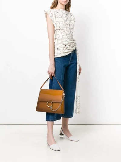 Shop Chloé Caramel Brown Faye Patent And Leather Shoulder Bag