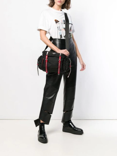 Shop Prada Studded Strap Crossbody Bag In Black