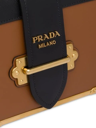 Shop Prada Cahier Leather Shoulder Bag In Brown