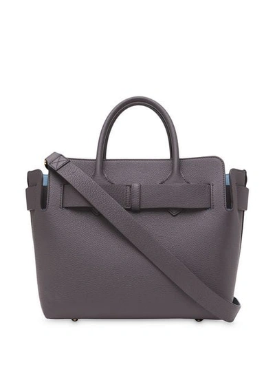 Shop Burberry Small Triple Stud Belt Tote In Grey