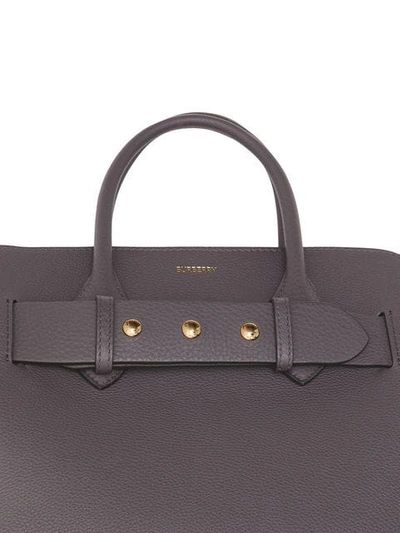 Shop Burberry Small Triple Stud Belt Tote In Grey