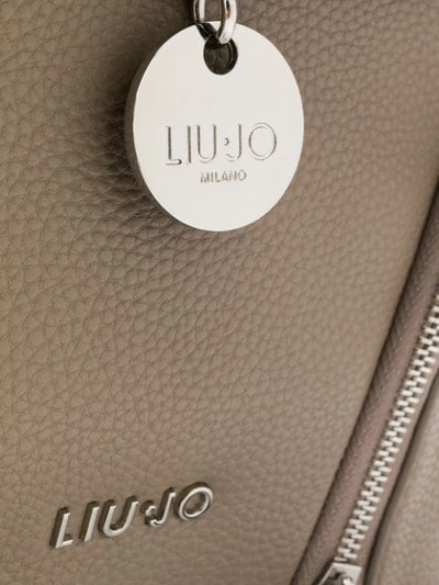 Shop Liu •jo Liu Jo Engraved Logo Charm Backpack - Neutrals