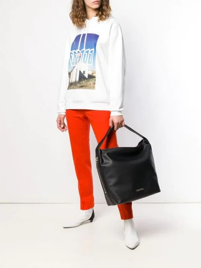 Shop Calvin Klein 205w39nyc Large Logo Plaque Shoulder Bag In Black
