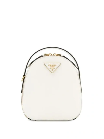 Shop Prada Logo Plaque Backpack - White