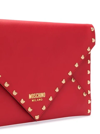 Shop Moschino Teddy Bear Clutch Bag In Red