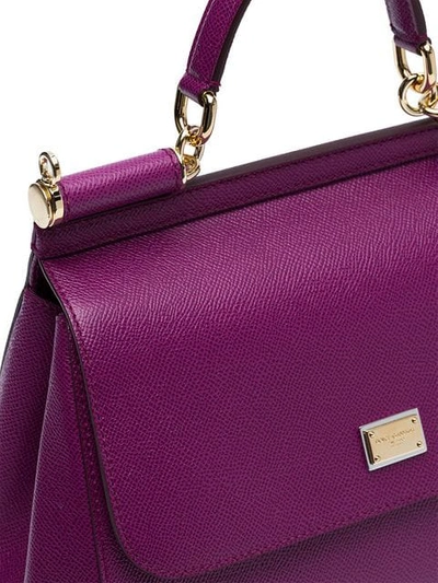 Shop Dolce & Gabbana Purple Sicily Medium Leather Tote Bag In Pink