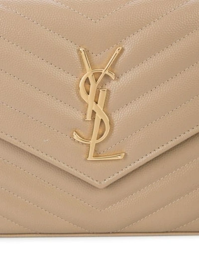 Shop Saint Laurent Monogram Envelope Chain Wallet In 2332 Light Taupe