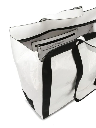 Shop Calvin Klein Large Logo Tote Bag In White