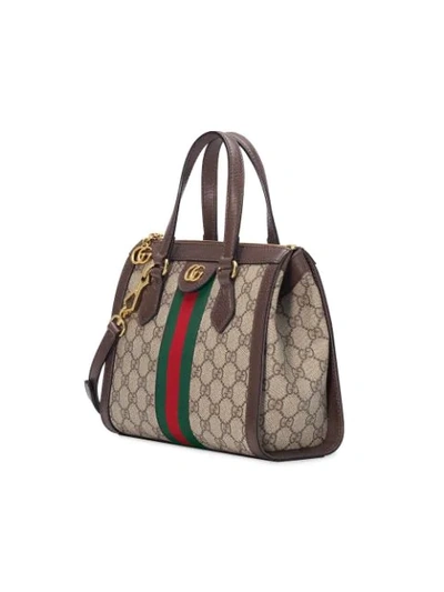 Shop Gucci Small Ophidia Tote Bag In Neutrals