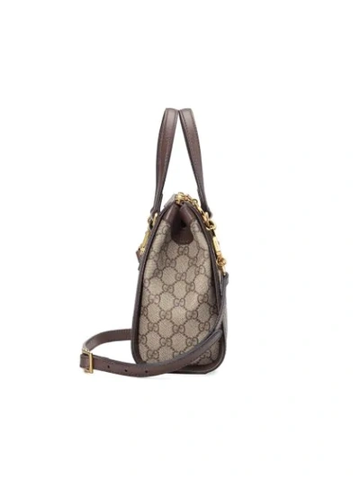 Shop Gucci Small Ophidia Tote Bag In Neutrals