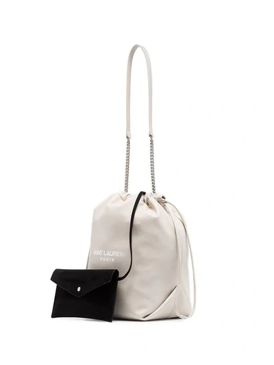 Shop Saint Laurent Teddy Pouch Shoulder Bag In White