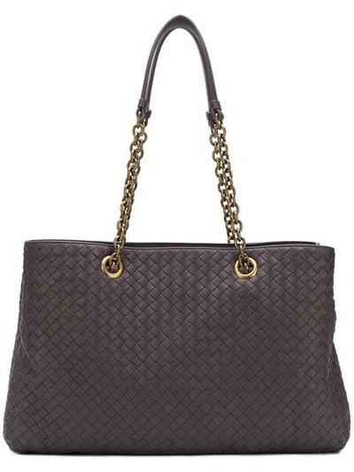 Shop Bottega Veneta Intrecciato Tote - Purple