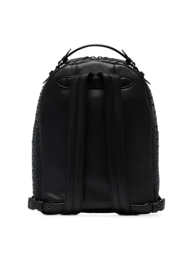 Shop Bottega Veneta Black Intrecciato Leather Backpack
