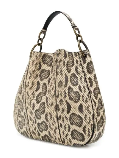 Shop Bottega Veneta Anaconda Print Tote In Neutrals