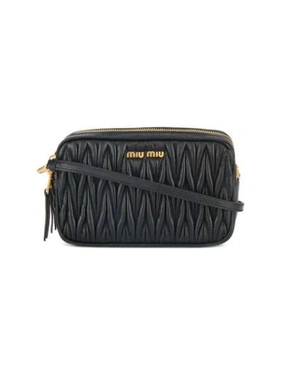 Shop Miu Miu Mini Matelassé Crossbody Bag In Black