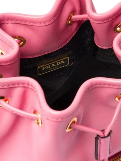 Shop Prada Logo Bucket Bag In F0638 Begonia Pink