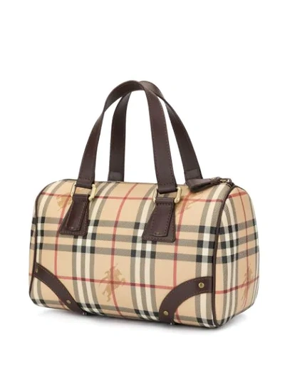 Pre-owned Burberry Check Pattern Hand Bag In Brown