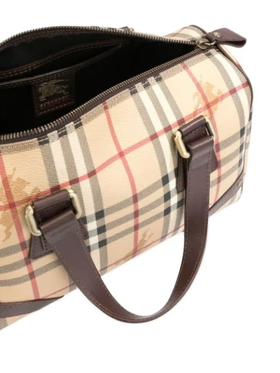 Pre-owned Burberry Check Pattern Hand Bag In Brown