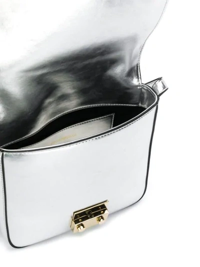 Shop Emporio Armani Brand Crossbody Bag - Silver