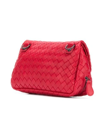 Shop Bottega Veneta Intrecciato Crossbody Bag In Red