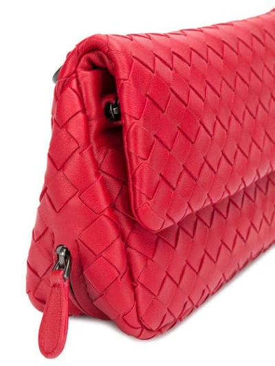 Shop Bottega Veneta Intrecciato Crossbody Bag In Red