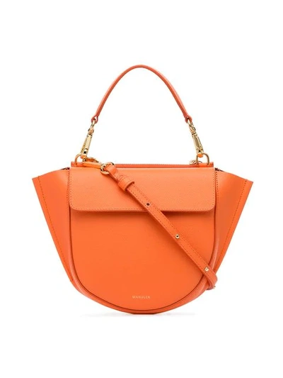 Shop Wandler Orange Hortensia Mini Leather Shoulder Bag
