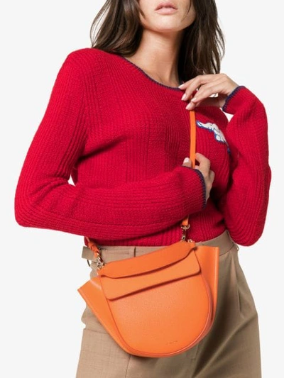 Shop Wandler Orange Hortensia Mini Leather Shoulder Bag