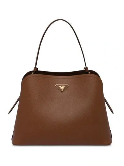 Shop Prada Promenade Shoulder Bag In Brown