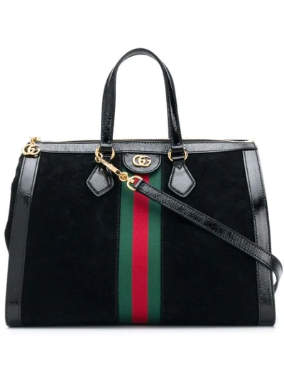 Shop Gucci Ophidia Medium Top Handle Bag - Black