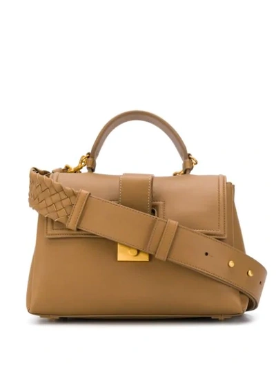 Shop Bottega Veneta Piazza Shoulder Bag In 2637 -camel N/camel N-gold